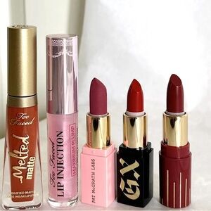 SOLD OUT!! 5PC GXVE Anaheim Shine,Pat Mcgrath Labs,Too Faced/Code 8 Mini Lip Lot